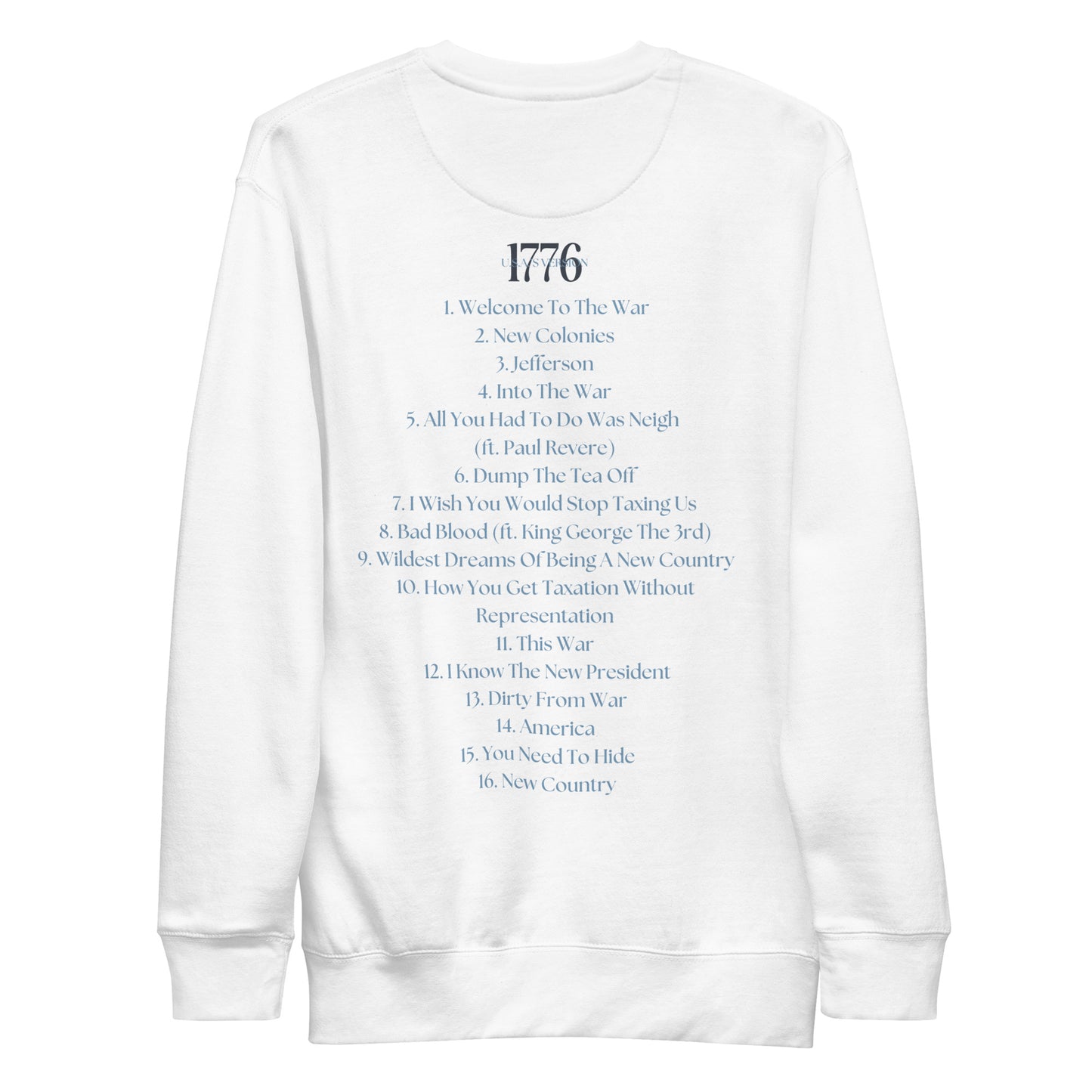 White Parody Tracklist Crewneck